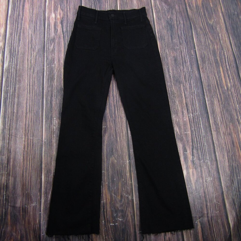 Mother Hustler Patch Pocket Ankle Fray Jeans Not Guilty Black 10367-180 Size 26